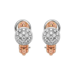 Fope Eka Tiny 18ct Rose Gold 0.45ct Diamond Earrings, OR736 PAVE.