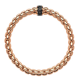 Fope Eka Tiny 18ct Rose Gold 0.54ct Black Diamond Bracelet, 704B/PAVEN.
