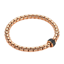 Fope Eka Tiny 18ct Rose Gold 0.54ct Black Diamond Bracelet, 704B/PAVEN.