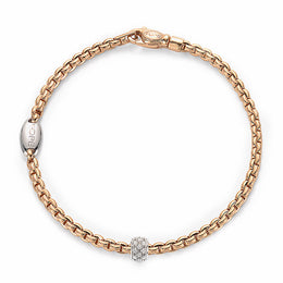Fope Eka Tiny 18ct Rose Gold Diamond Rondelle Bracelet 730B PAVE