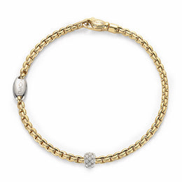 Fope Eka Tiny 18ct Yellow Gold 0.19ct Diamond Bracelet, 730B/PAVE.