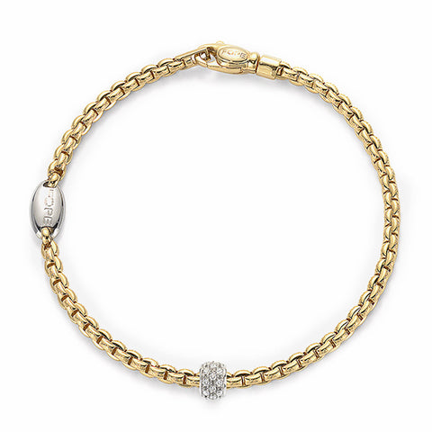 Fope Eka Tiny 18ct Yellow Gold 0.19ct Diamond Bracelet, 730B/PAVE.
