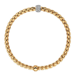 Fope Eka Tiny 18ct Yellow Gold 0.19ct Diamond Bracelet, 733B/PAVE.