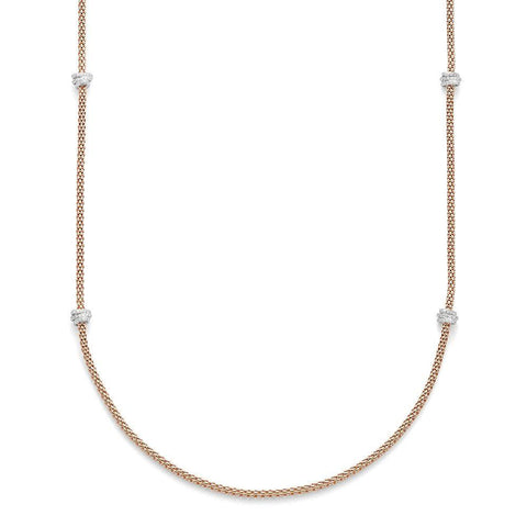 Fope Flex'It Prima 18ct RoseGold 1.24ct Diamond 80cm Necklace. 744C PAVE 80. 