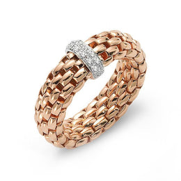 Fope Flex'It Vendome 18ct Rose Gold 0.10ct Diamond Ring, AN559/BBR