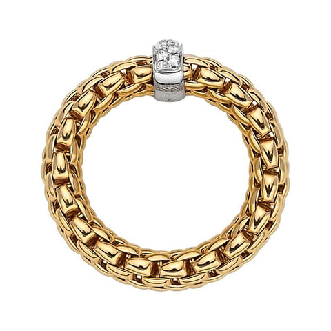 Fope Flex'It Vendome 18ct Yellow Gold 0.10ct Diamond Ring, AN559 BBR.