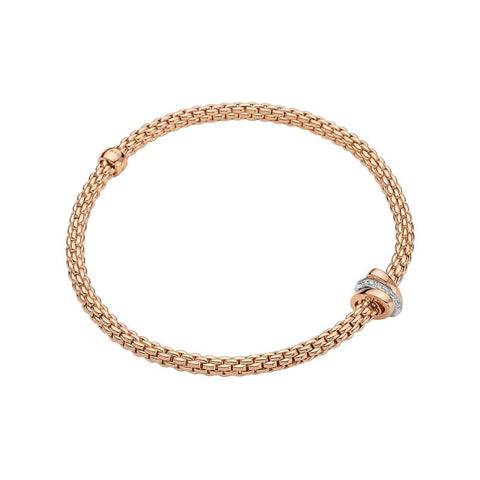 Fope Flex'it Prima 18ct Rose Gold 0.10ct Diamond Bracelet, 744B/BBR.