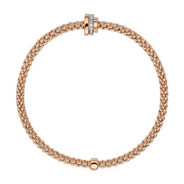 Fope Flex'it Prima 18ct Rose Gold 0.10ct Diamond Bracelet, 744B/BBR.