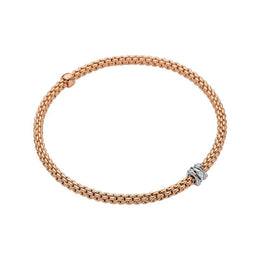 Fope Flex'it Prima 18ct Rose Gold 0.12ct Diamond Bracelet, 743B/BBR.