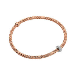 Fope Flex'it Prima 18ct Rose Gold 0.18ct Diamond Bracelet, 745B/BBR.