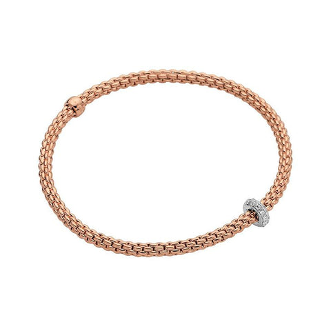 Fope Flex'it Prima 18ct Rose Gold 0.18ct Diamond Bracelet, 745B/BBR.