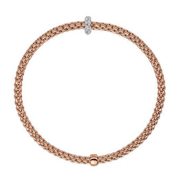 Fope Flex'it Prima 18ct Rose Gold 0.18ct Diamond Bracelet, 745B/BBR.