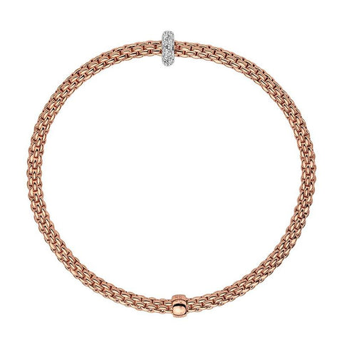 Fope Flex'it Prima 18ct Rose Gold 0.18ct Diamond Bracelet, 745B/BBR.