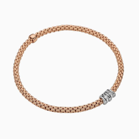 Fope Flex'it Prima 18ct Rose Gold 0.20ct Diamond Bracelet, 748B/BBR.