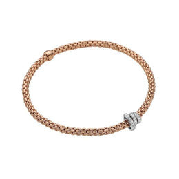 Fope Flex'it Prima 18ct Rose Gold 0.31ct Diamond Bracelet. 744B PAVE.