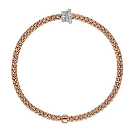 Fope Flex'it Prima 18ct Rose Gold 0.31ct Diamond Bracelet. 744B PAVE.