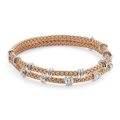Fope Flex'it Prima 18ct Rose Gold 0.37ct Diamond Two Row Bracelet, 747B-2F BBR.