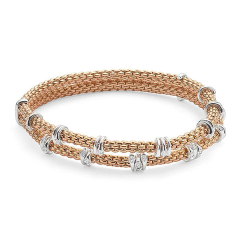 Fope Flex'it Prima 18ct Rose Gold 0.37ct Diamond Two Row Bracelet, 747B-2F BBR.