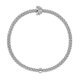 Fope Flex'it Prima 18ct White Gold 0.10ct Diamond Bracelet, 744B/BBR.