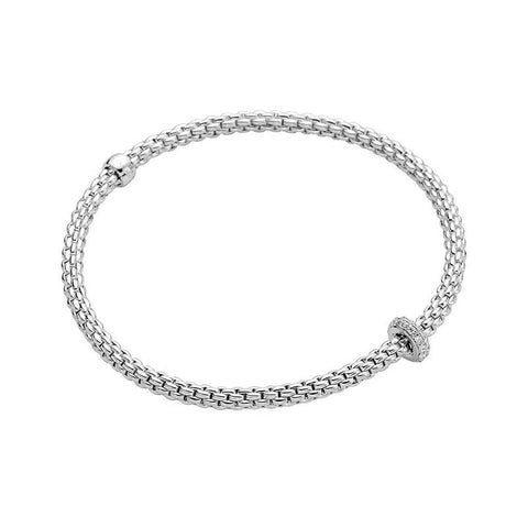 Fope Flex'it Prima 18ct White Gold 0.18ct Diamond Bracelet, 745B/BBR.