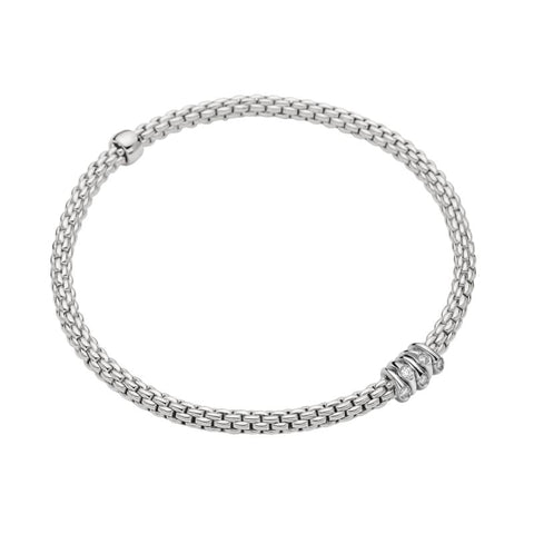 Fope Flex'it Prima 18ct White Gold 0.20ct Diamond Bracelet, 748B/BBR.