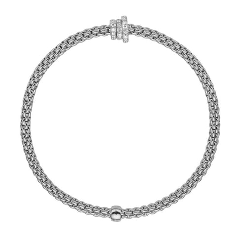 Fope Flex'it Prima 18ct White Gold 0.31ct Diamond Bracelet, 744B PAVE.