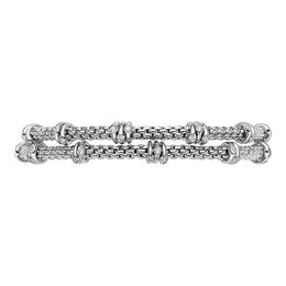 Fope Flex'it Prima 18ct White Gold 0.37ct Diamond Two Row Bracelet, 747B-2F BBR.
