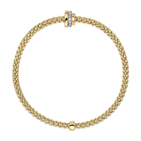 Fope Flex'it Prima 18ct Yellow Gold 0.10ct Diamond Bracelet, 744B/BBR.
