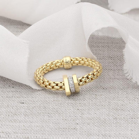 Fope Flex'it Prima 18ct Yellow Gold 0.10ct Diamond Ring, AN744/BBR.