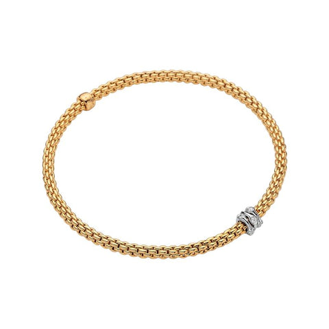 Fope Flex'it Prima 18ct Yellow Gold 0.12ct Diamond Bracelet, 743B/BBR.