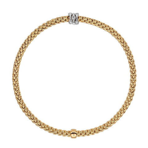 Fope Flex'it Prima 18ct Yellow Gold 0.12ct Diamond Bracelet, 743B/BBR.