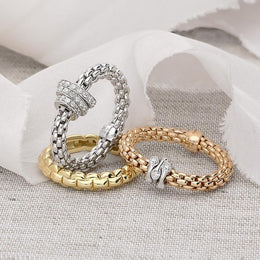 Fope Flex'it Prima 18ct Yellow Gold 0.12ct Diamond Ring, AN748/BBR.