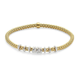 Fope Flex'it Prima 18ct Yellow Gold 0.15ct Diamond Bracelet, 747B/BBR.