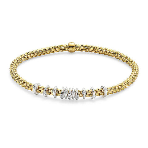 Fope Flex'it Prima 18ct Yellow Gold 0.15ct Diamond Bracelet, 747B/BBR.