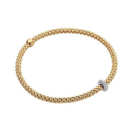 Fope Flex'it Prima 18ct Yellow Gold 0.18ct Diamond Bracelet