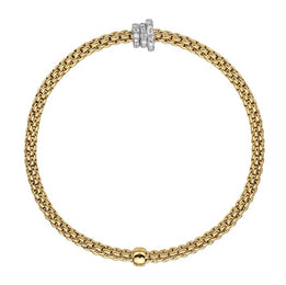 Fope Flex'it Prima 18ct Yellow Gold 0.31ct Diamond Bracelet. 744B PAVE.
