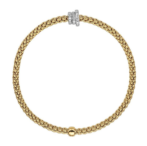 Fope Flex'it Prima 18ct Yellow Gold 0.31ct Diamond Bracelet. 744B PAVE.