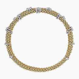 Fope Flex'it Prima 18ct Yellow Gold 0.37ct Diamond Two Row Bracelet, 747B-2F BBR.