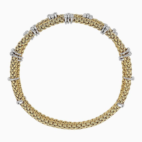 Fope Flex'it Prima 18ct Yellow Gold 0.37ct Diamond Two Row Bracelet, 747B-2F BBR.