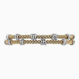 Fope Flex'it Prima 18ct Yellow Gold 0.37ct Diamond Two Row Bracelet, 747B-2F BBR.