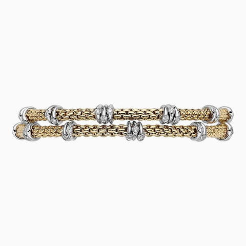 Fope Flex'it Prima 18ct Yellow Gold 0.37ct Diamond Two Row Bracelet, 747B-2F BBR.