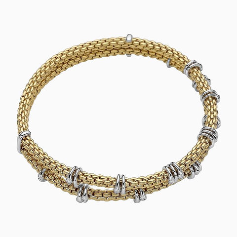 Fope Flex'it Prima 18ct Yellow Gold 0.37ct Diamond Two Row Bracelet, 747B-2F BBR.