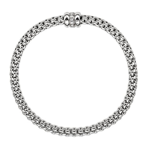 Fope Flex'it Solo 18ct White Gold 0.10ct Diamond Bracelet, 621B/BBR.