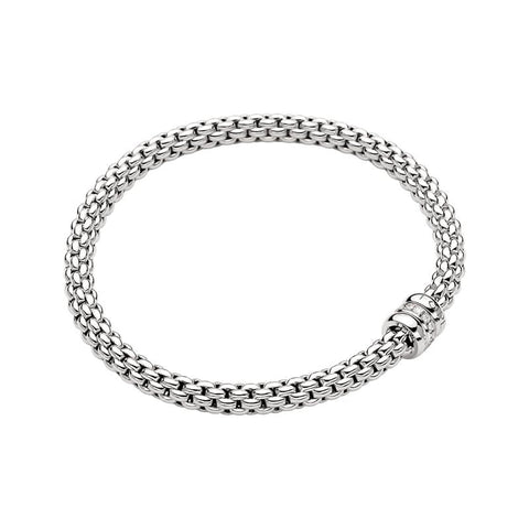 Fope Flex'it Solo 18ct White Gold 0.10ct Diamond Bracelet, 621B/BBR.