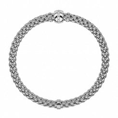Fope Flex'it Solo 18ct White Gold 0.10ct Diamond Bracelet, 634B/BBR.