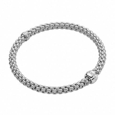 Fope Flex'it Solo 18ct White Gold 0.10ct Diamond Bracelet, 634B/BBR.