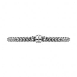 Fope Flex'it Solo 18ct White Gold 0.10ct Diamond Bracelet, 634B/BBR.