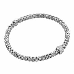 Fope Flex'it Solo 18ct White Gold 0.29ct Diamond Bracelet, 634B/PAVE.