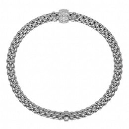 Fope Flex'it Solo 18ct White Gold 0.29ct Diamond Bracelet, 634B/PAVE.