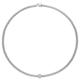 Fope Flex'it Solo 18ct White Gold 0.29ct Diamond Necklace, 634C/PAVE.